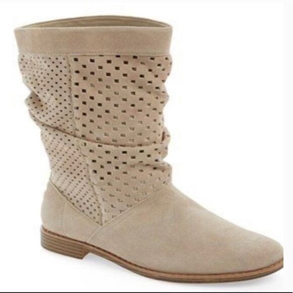 TOMS Serra suede slouch perforated boots Sz 6 A3 - Picture 1 of 11